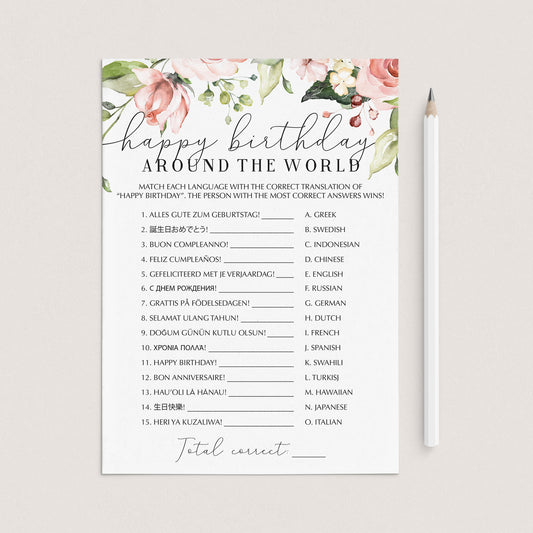 Floral Birthday Game For Brunch Printable by LittleSizzle