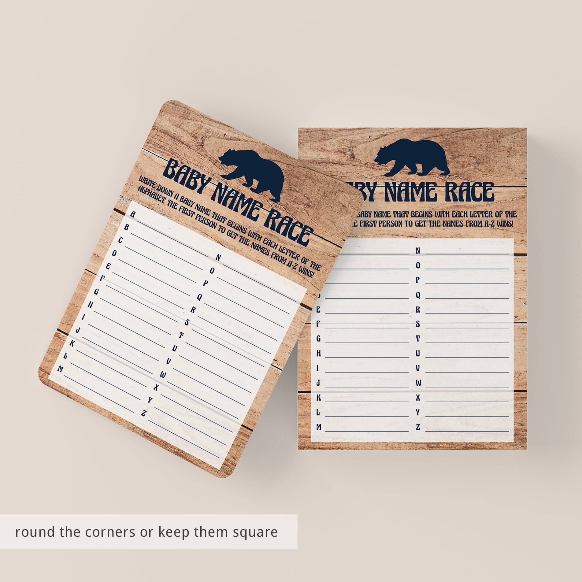 Wood background baby shower party game by LittleSizzle