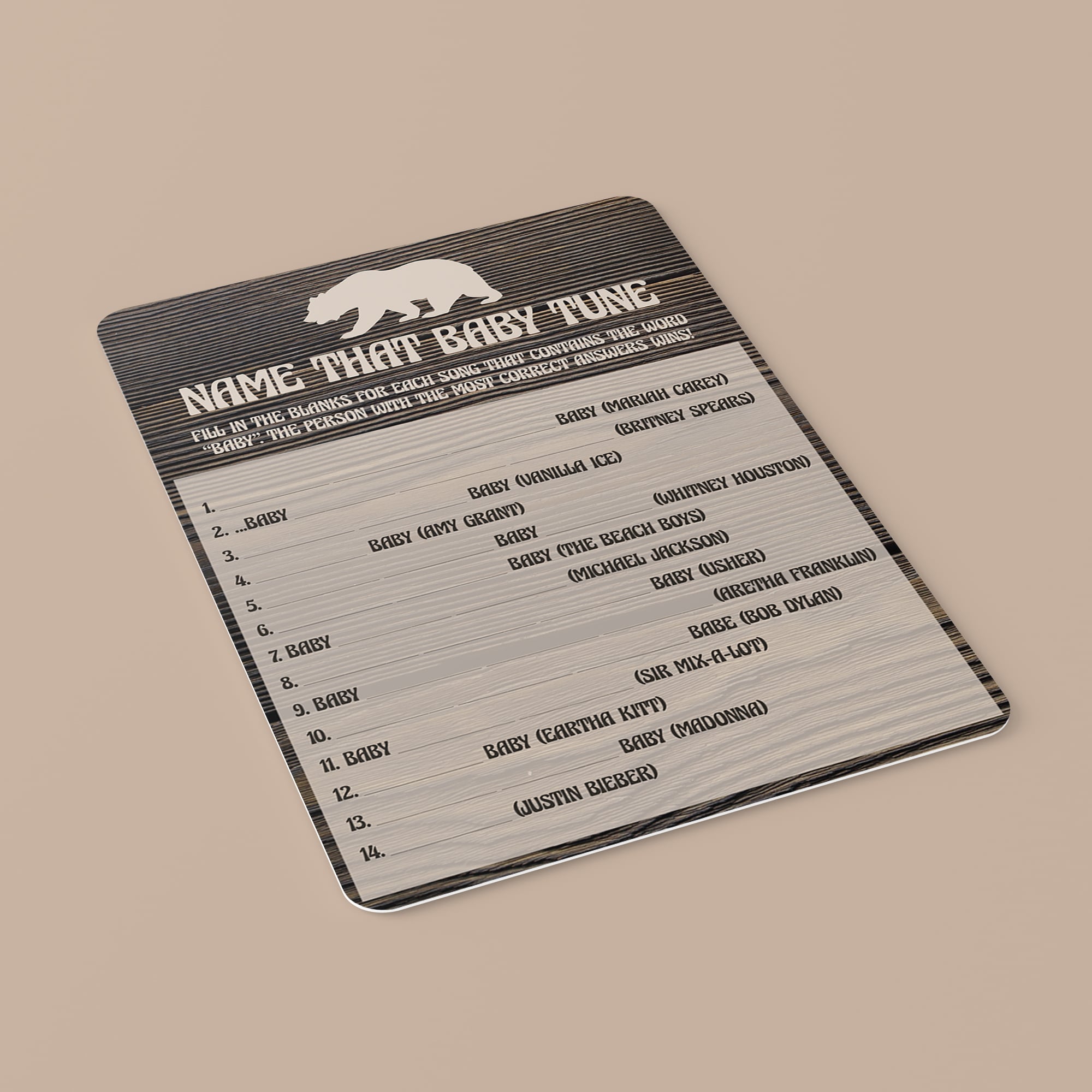 Download baby shower game name that baby tune rustic theme by LittleSizzle