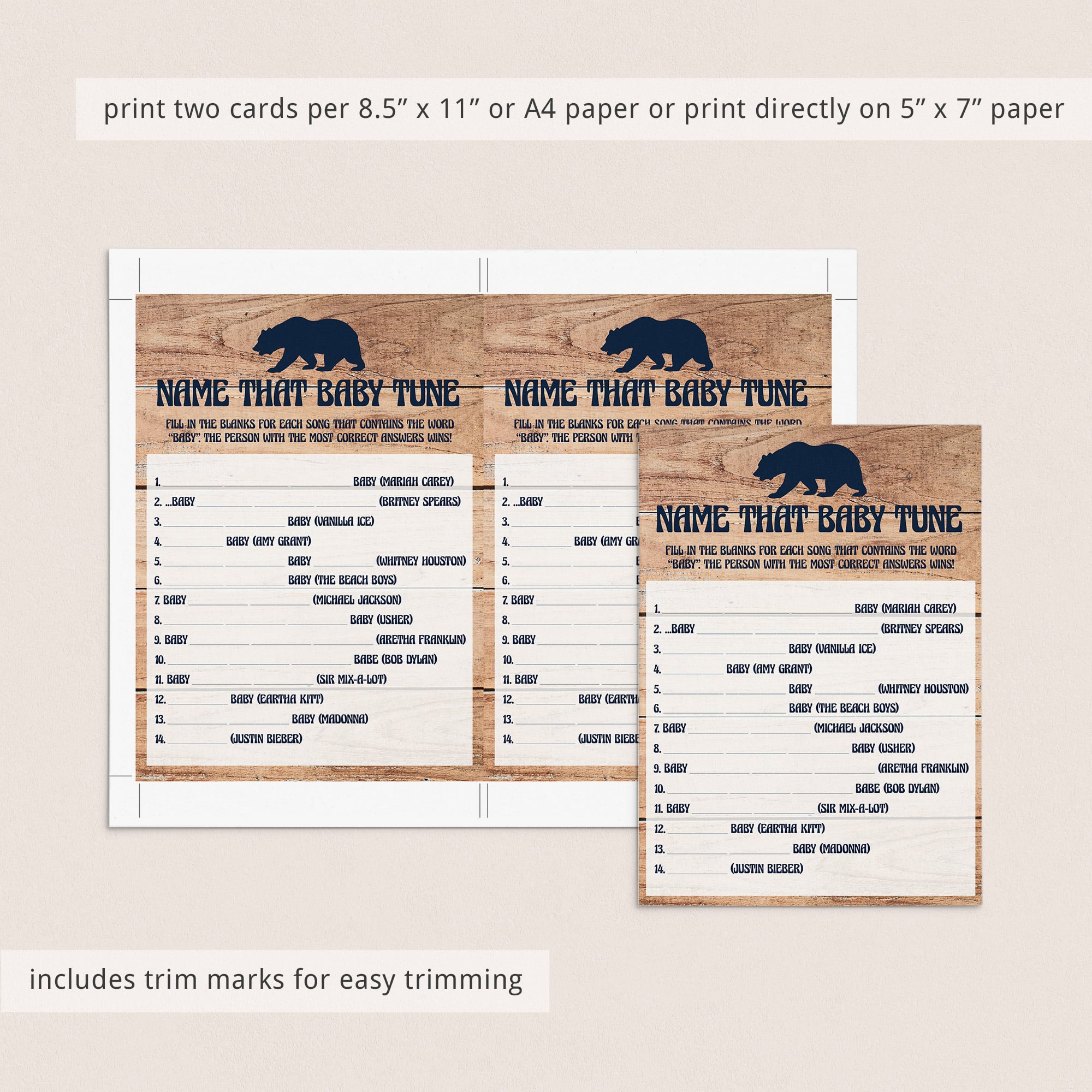 Close up on little cub baby shower party game by LittleSizzle
