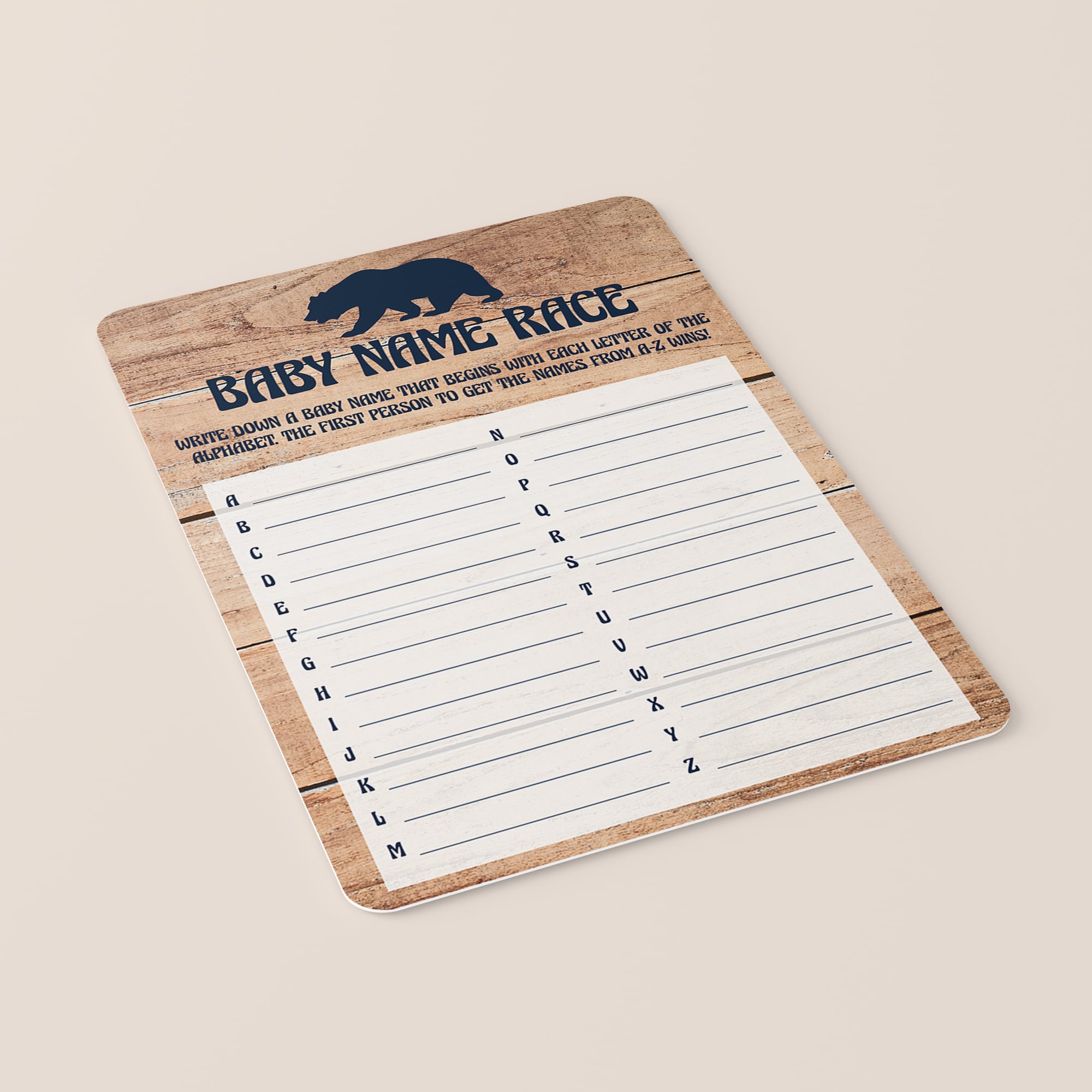 Baby shower baby name race game printable by LittleSizzle