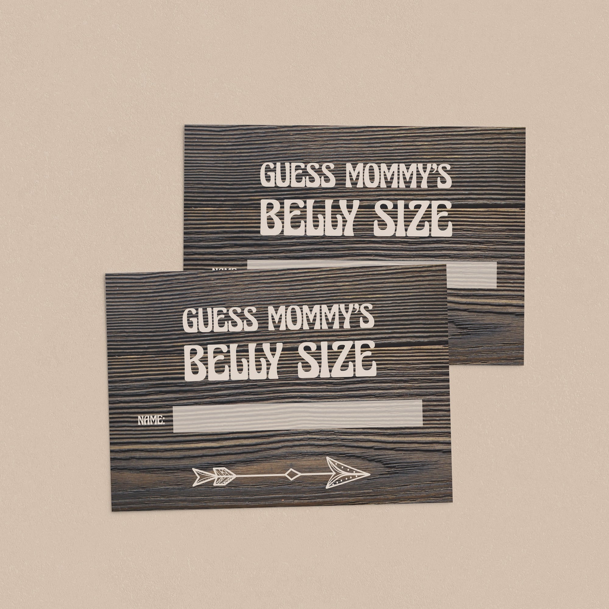 Rustic wood baby shower guessing game cards printable by LittleSizzle