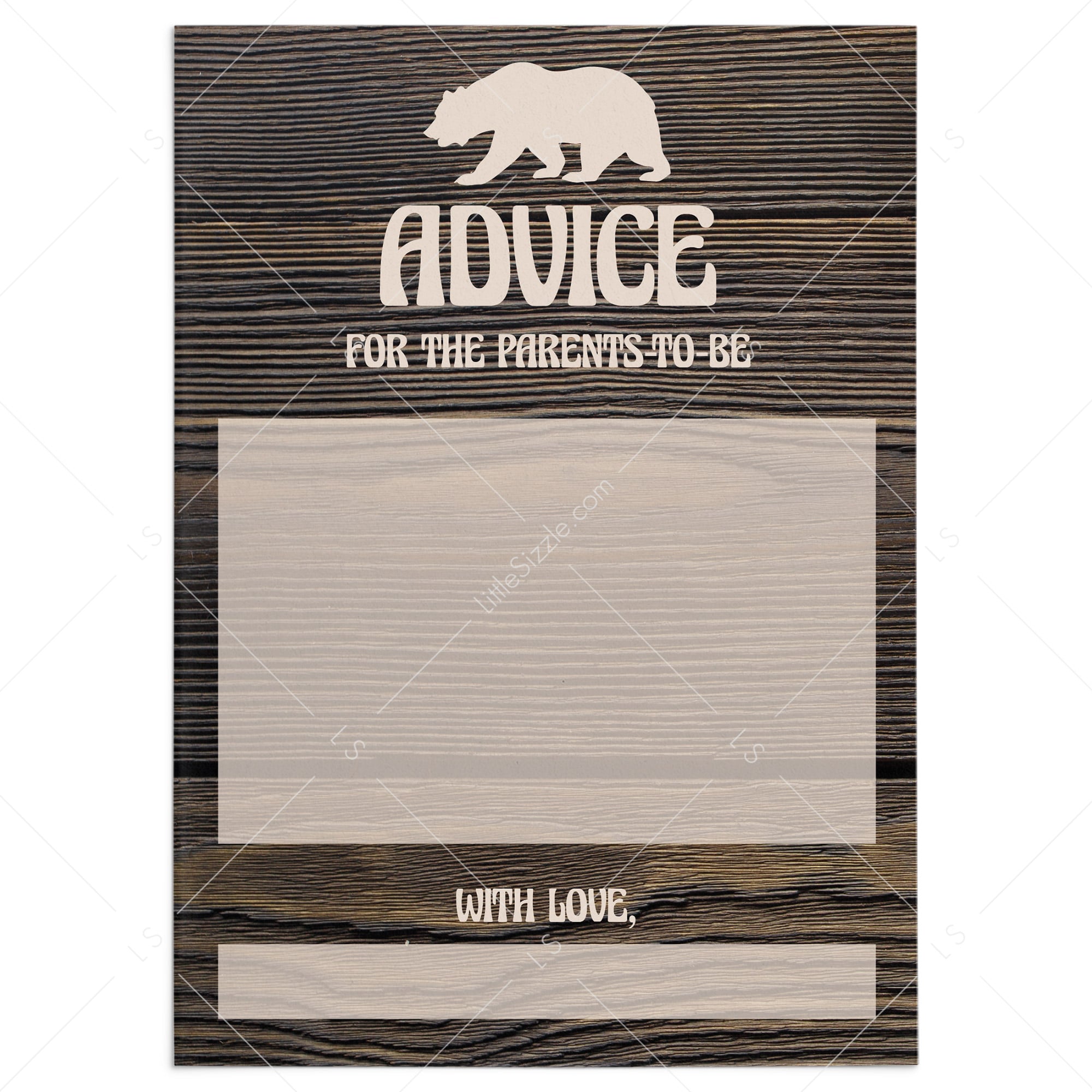 Woods shower advice cards printable by LittleSizzle