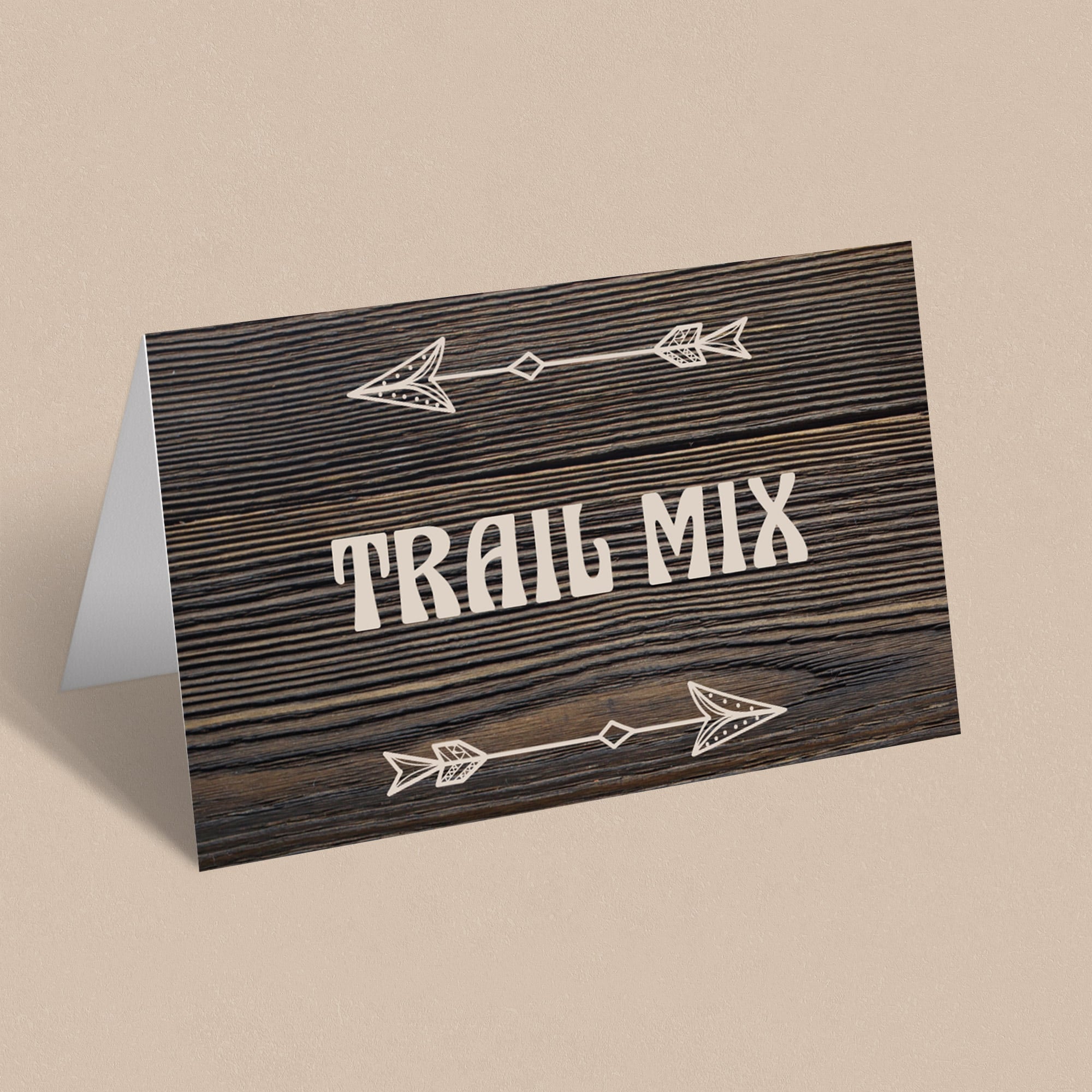 Rustic forest theme food tent card template by LittleSizzle
