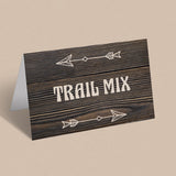Rustic forest theme food tent card template by LittleSizzle