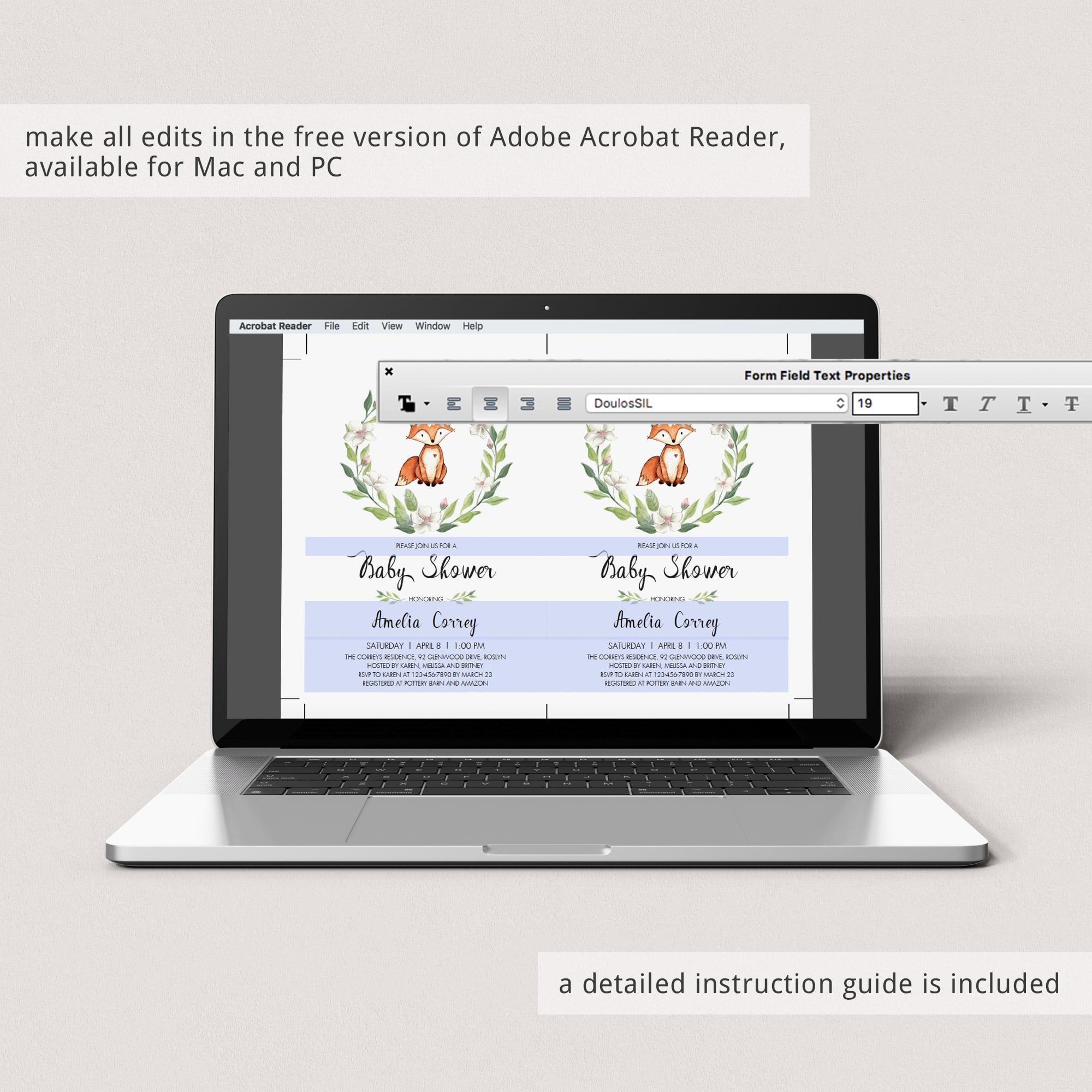 Personalized invitation for forest animals baby shower party by LittleSizzle