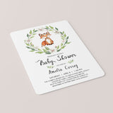 Fox Baby Shower Invitation Template - Greenery Woodland