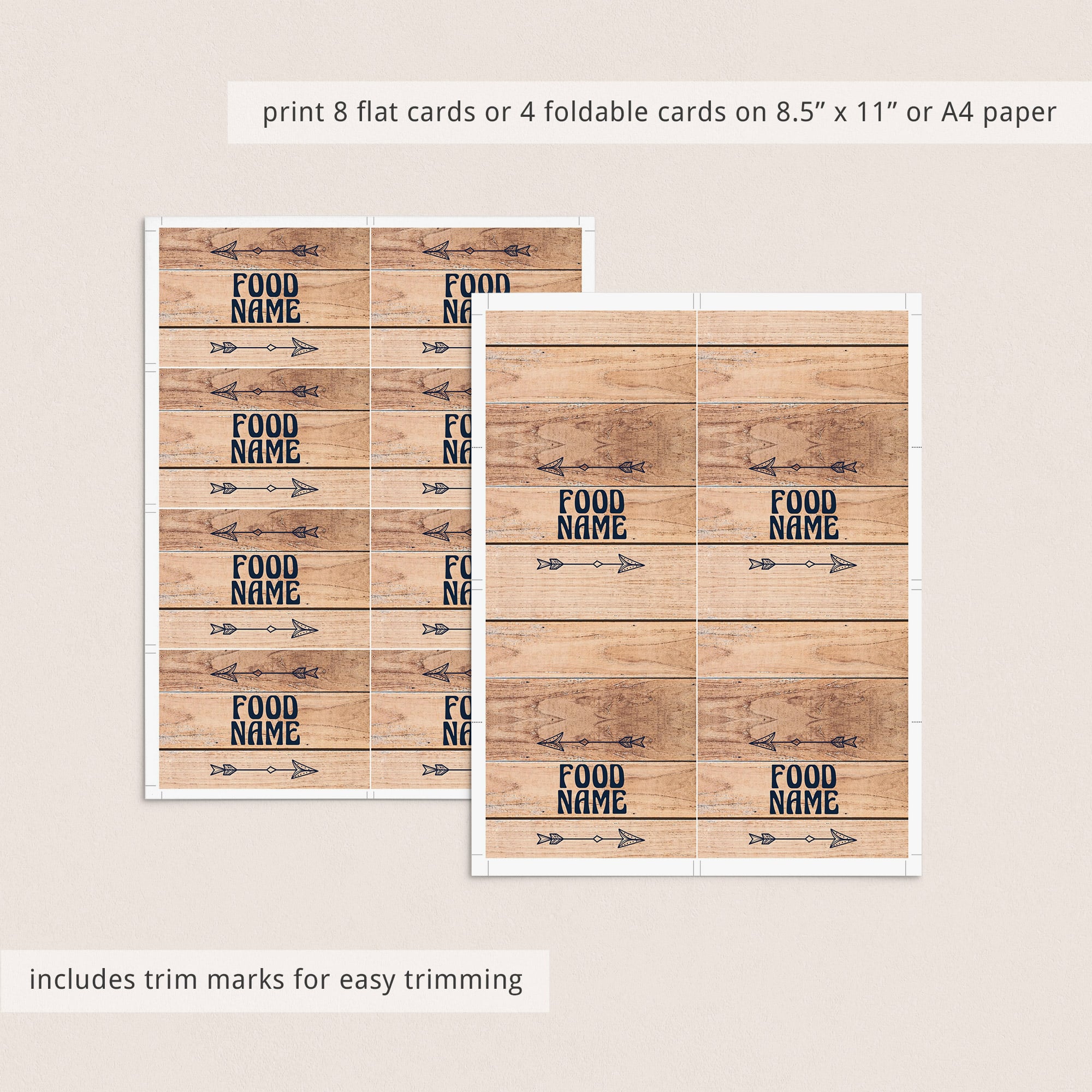 Editable dessert table cards rustic theme by LittleSizzle