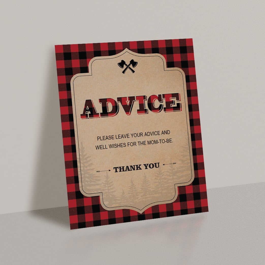 Lumberjack baby shower advice sign by LittleSizzle
