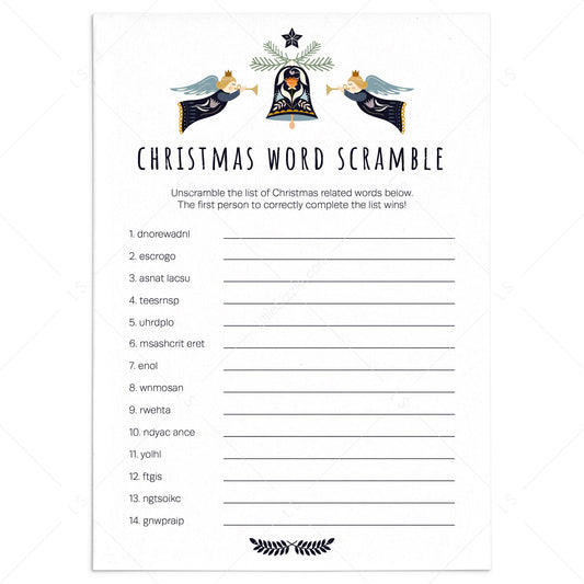 Christmas Word Scramble with Answer Key Printable by LittleSizzle
