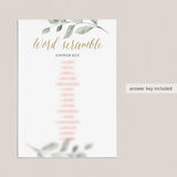 Word Scramble Baby Shower Game Instant Download