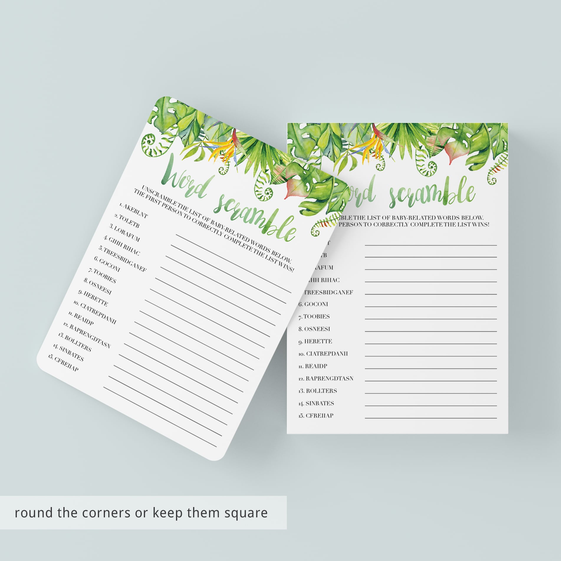 Neutral baby party games and answers key by LittleSizzle