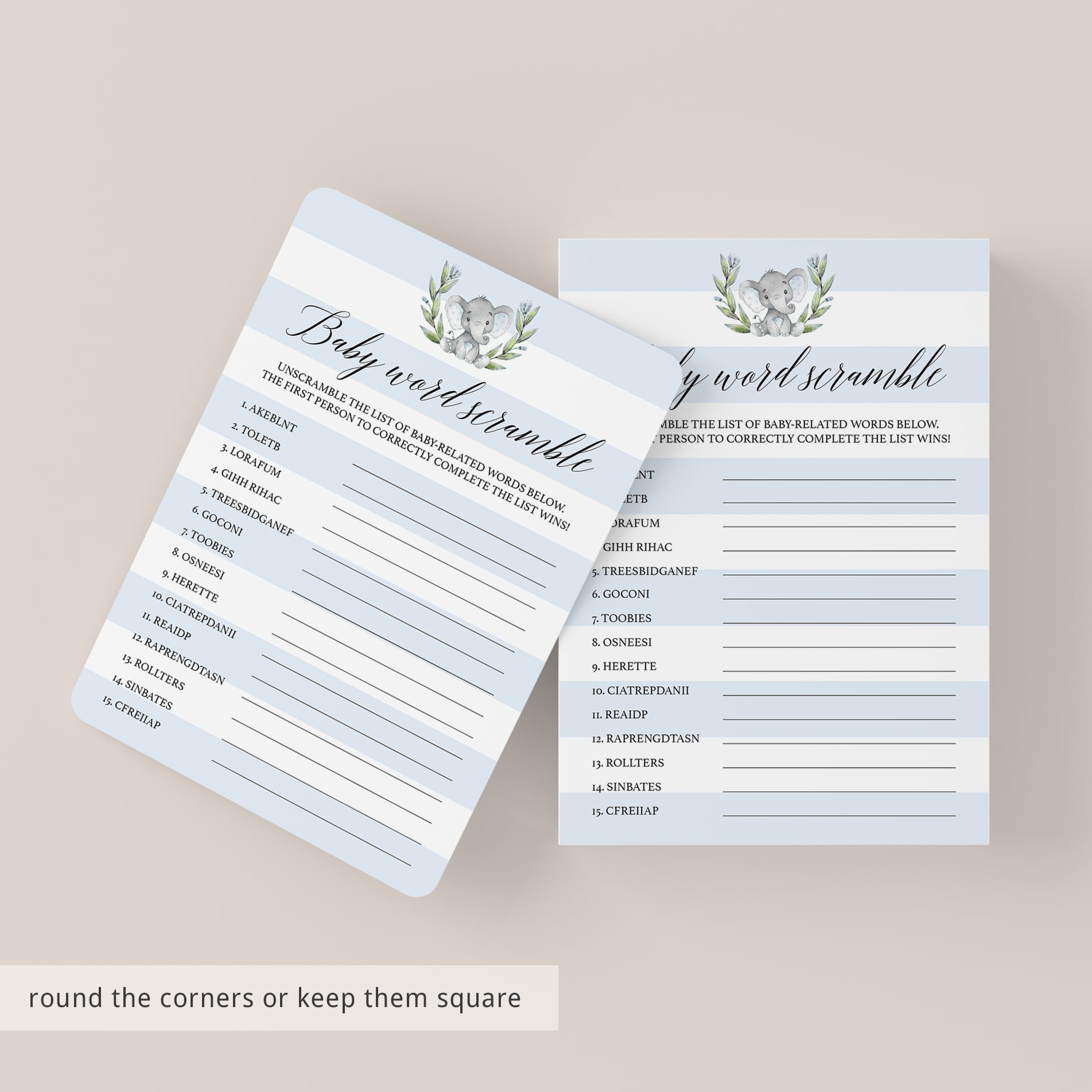 Answers for baby shower word scramble printable by LittleSizzle