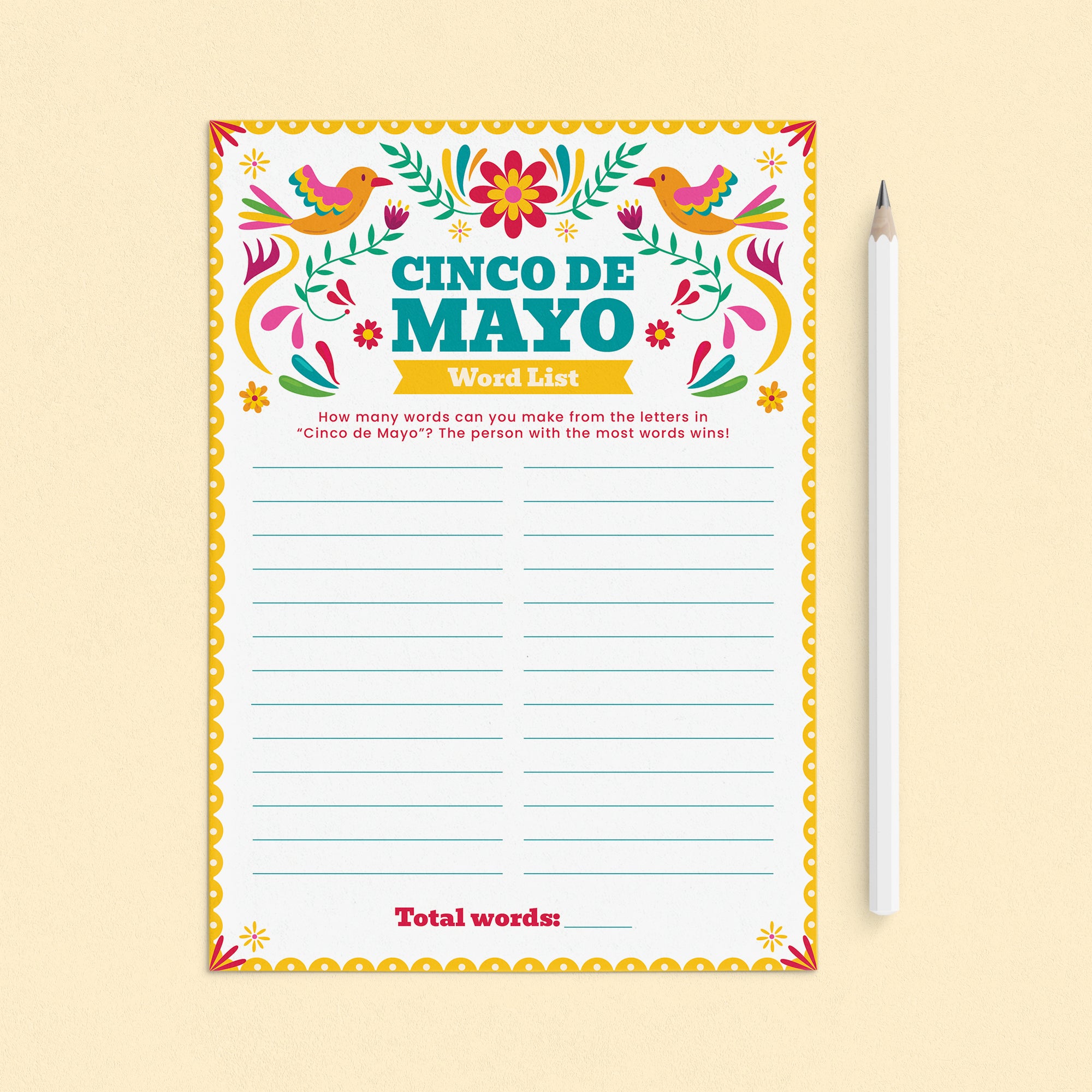 Cinco de Mayo Word Game Printable by LittleSizzle