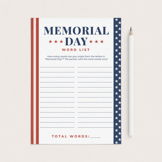 Memorial Day Word Puzzle Printable by LittleSizzle