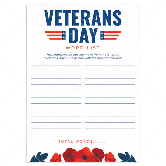 Printable Veterans Day Worksheet by LittleSizzle