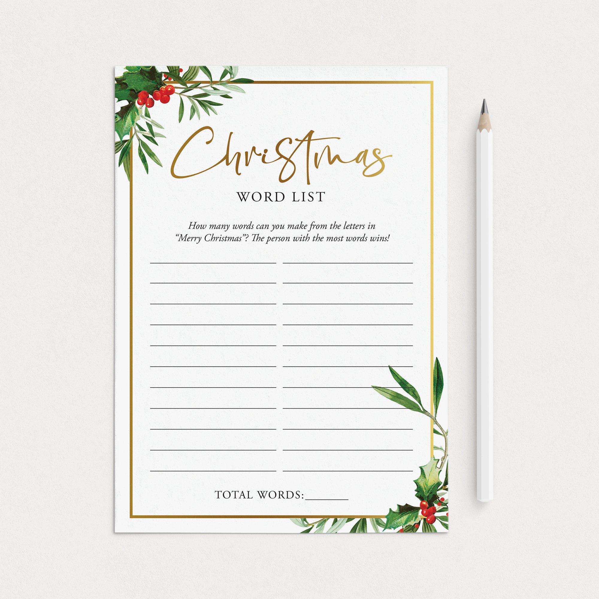 Easy Christmas Word Game for All Ages Printable by LittleSizzle