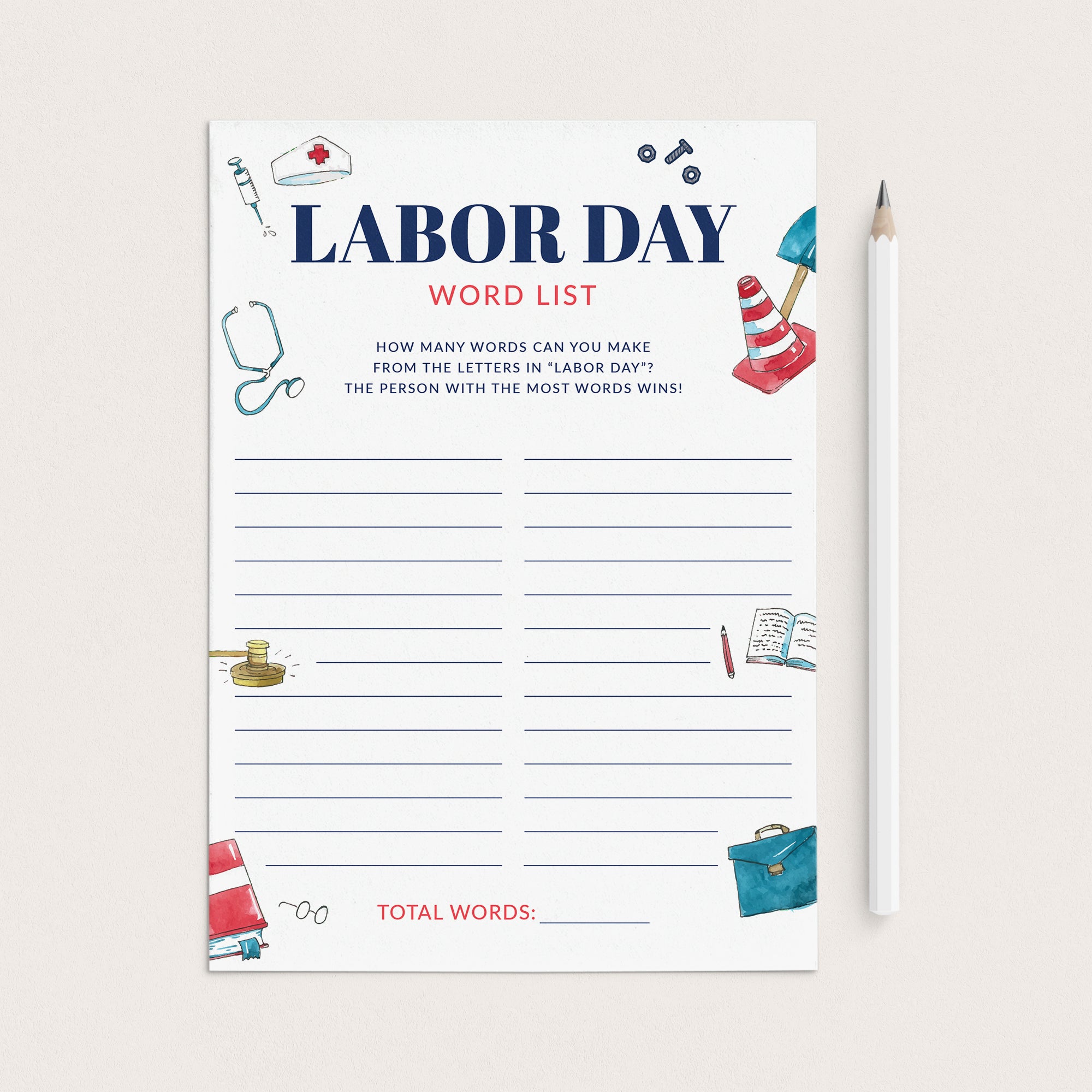 Printable Labor Day Worksheet by LittleSizzle