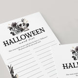 Skull Halloween Party Game Word List Digital Download