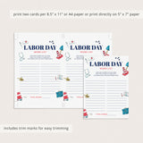 Printable Labor Day Worksheet