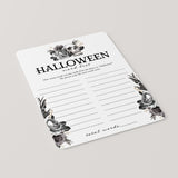 Skull Halloween Party Game Word List Digital Download