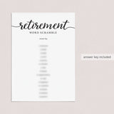 Retirement Scrambled Words Game Printable