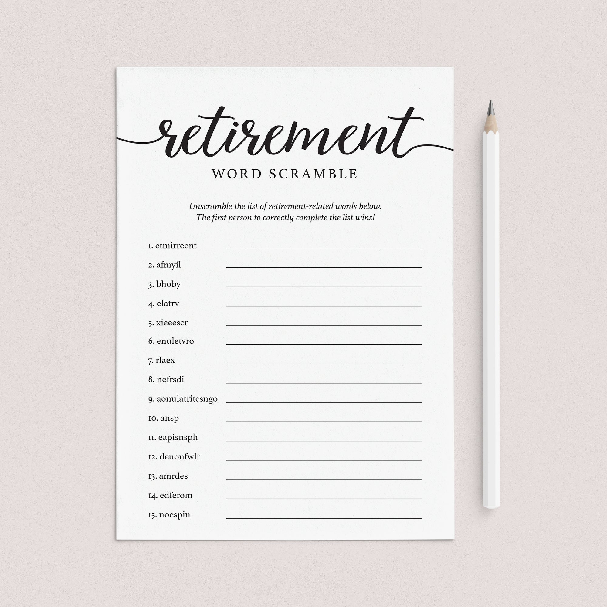 Retirement Scrambled Words Game Printable by LittleSizzle