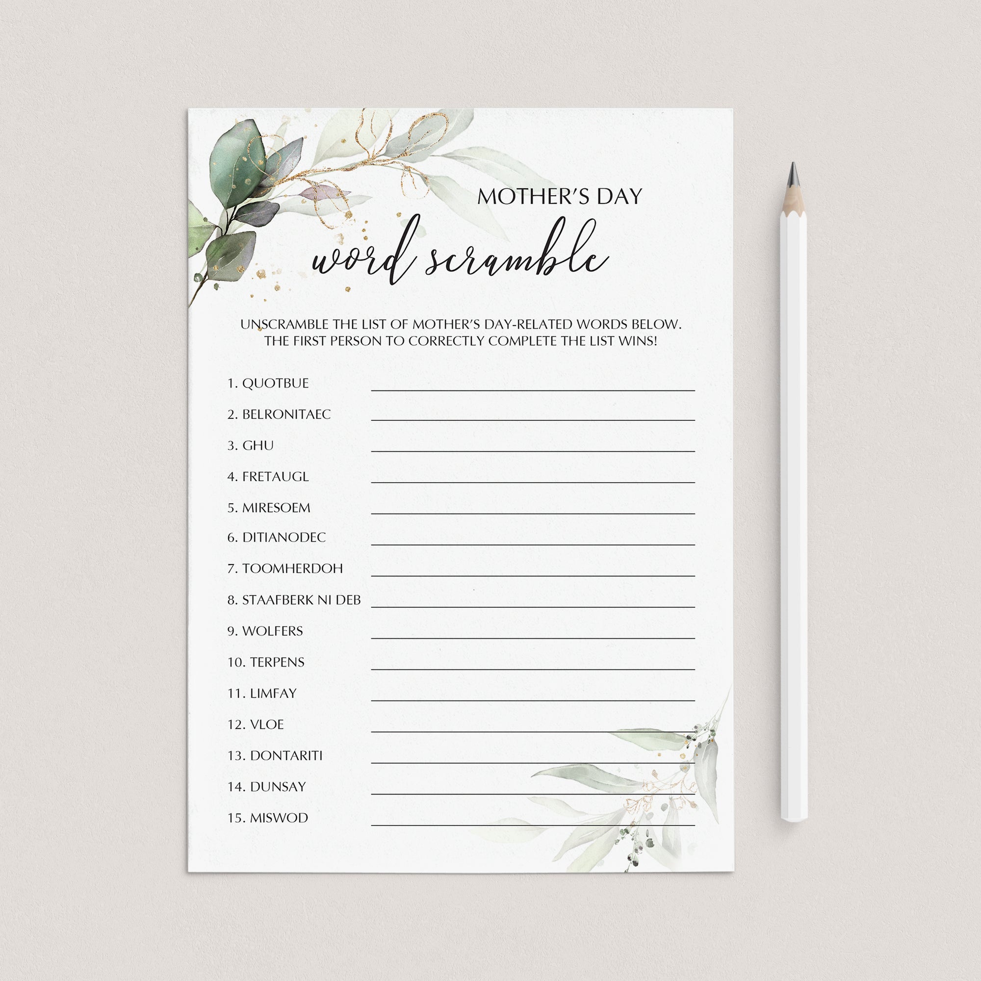 Mother's Day Word Scramble Game with Answer Key Printable by LittleSizzle