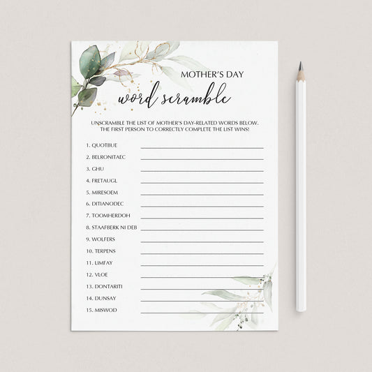 Mother's Day Word Scramble Game with Answer Key Printable by LittleSizzle