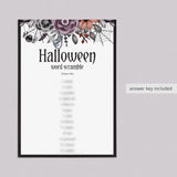 Floral Halloween Game Word Scramble Printable