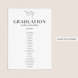 Graduation Word Scramble with Answer Key Printable