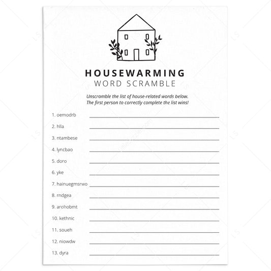Housewarming Scrambled Words with Answers Printable by LittleSizzle