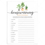 Housewarming Word Scramble with Answer Key Printable by LittleSizzle
