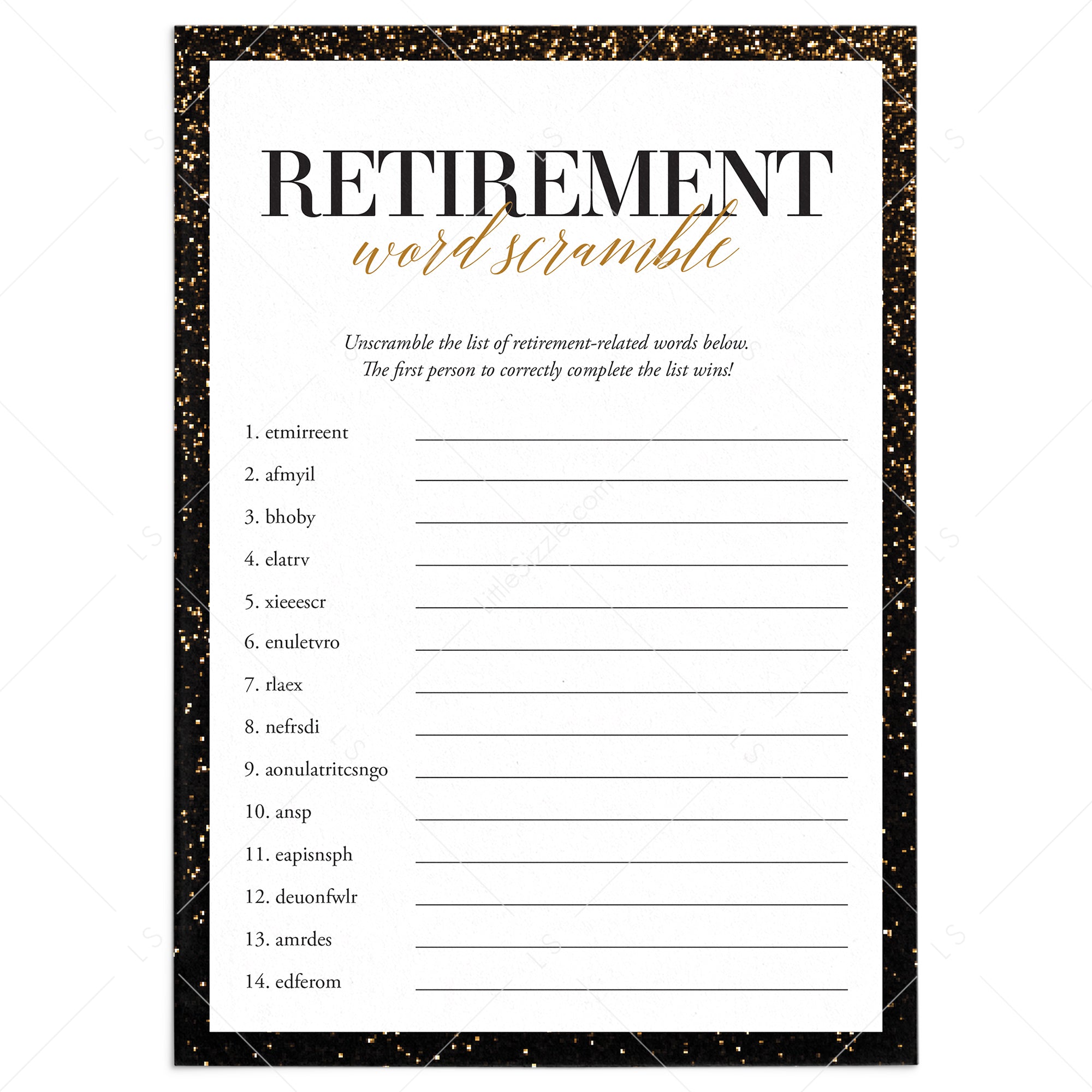 Word Scramble Retirement Party Game Download by LittleSizzle