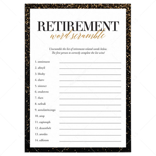 Word Scramble Retirement Party Game Download by LittleSizzle