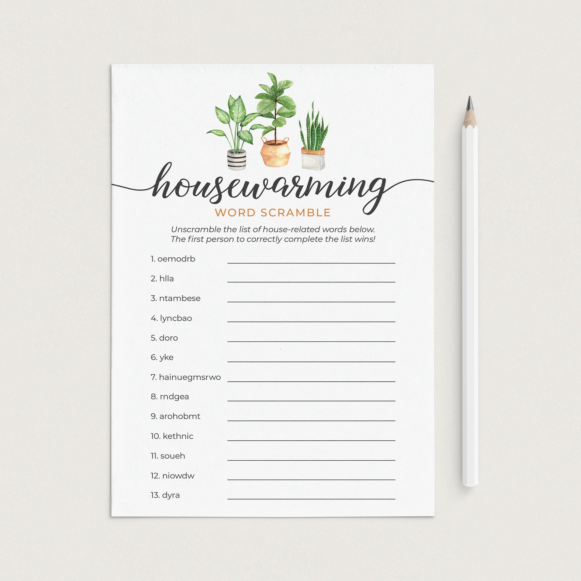 Housewarming Word Scramble with Answer Key Printable by LittleSizzle