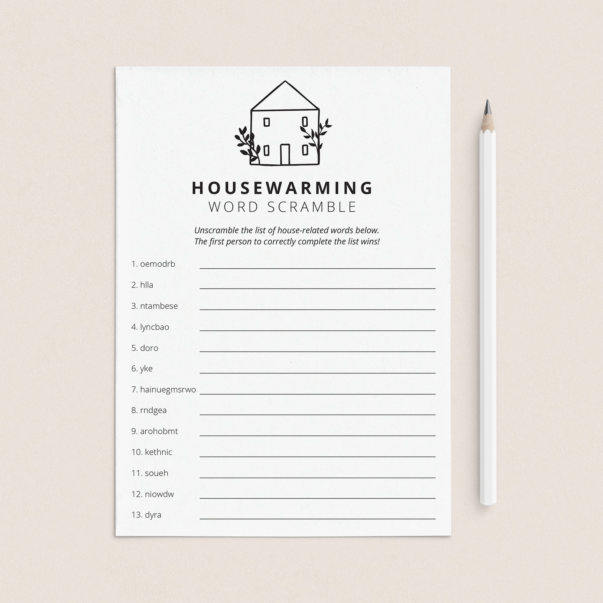 Housewarming Scrambled Words with Answers Printable by LittleSizzle