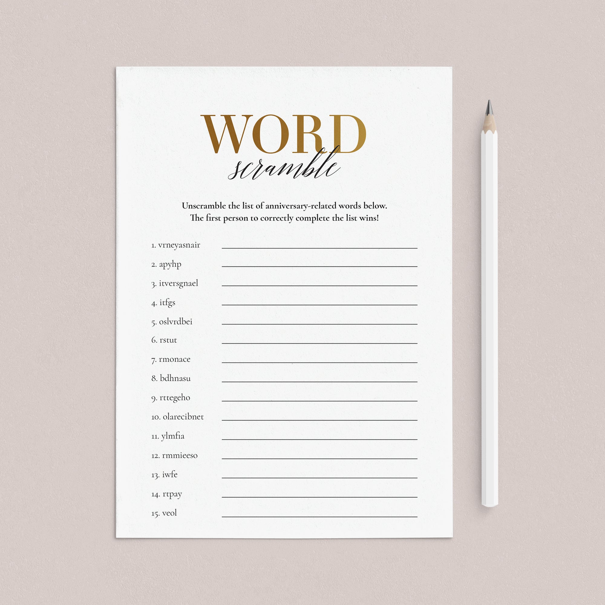 Anniversary Word Scramble With Answer Key Printable by LittleSizzle