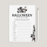 Floral Skull Halloween Word Scramble Game with Answers by LittleSizzle