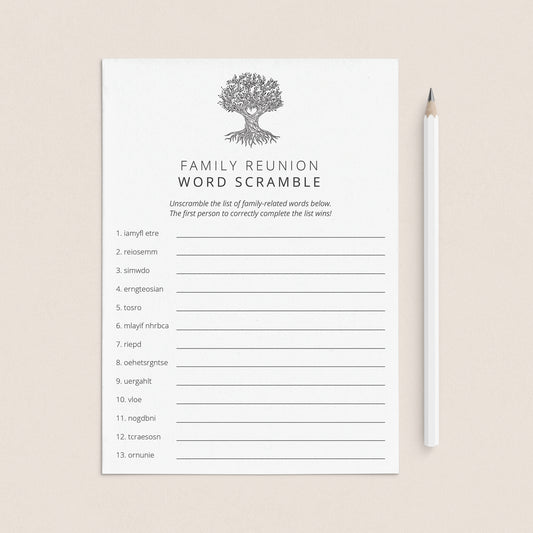 Family Reunion Word Scramble with Answers Printable by LittleSizzle