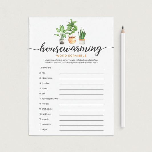 Housewarming Word Scramble with Answer Key Printable by LittleSizzle