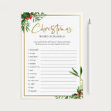Greenery Christmas Party Game Word Scramble with Answers by LittleSizzle