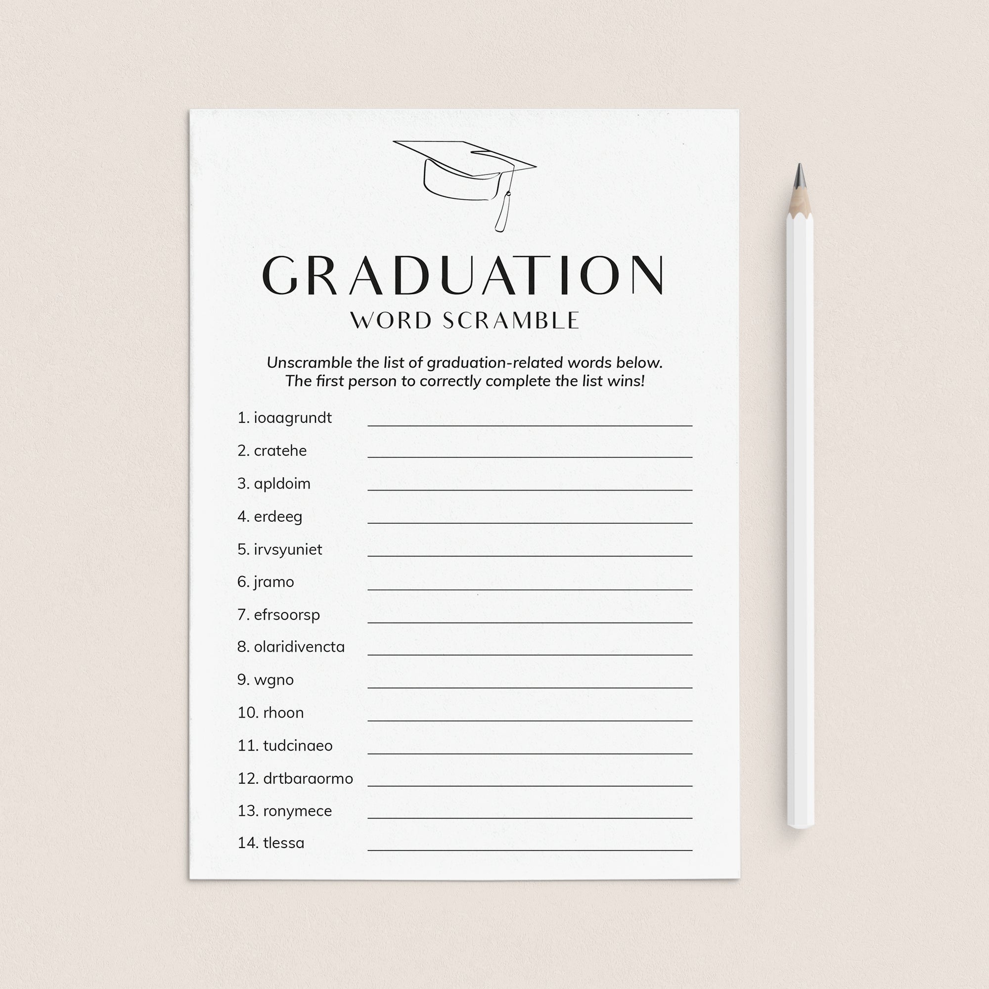 Graduation Word Scramble with Answer Key Printable by LittleSizzle
