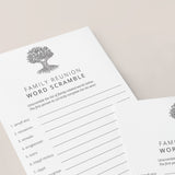 Family Reunion Word Scramble with Answers Printable