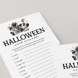 Floral Skull Halloween Word Scramble Game with Answers