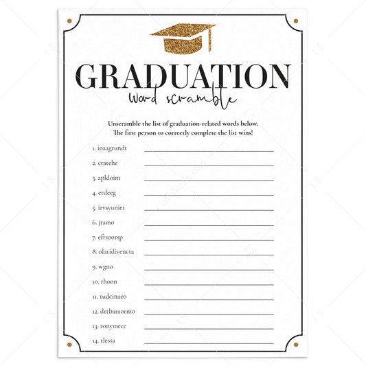 Word Scramble Graduation Party Game Printable by LittleSizzle