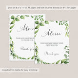 Baby Shower Advice Sign Printable Watercolor Greenery