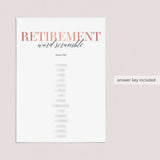 Women's Retirement Party Game Word Scramble with Answer Key