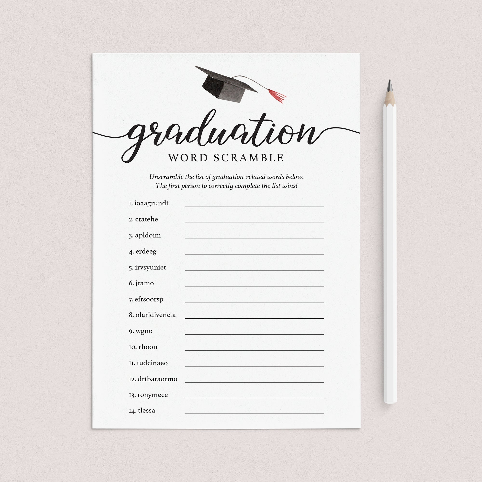 Printable Graduation Word Scramble by LittleSizzle