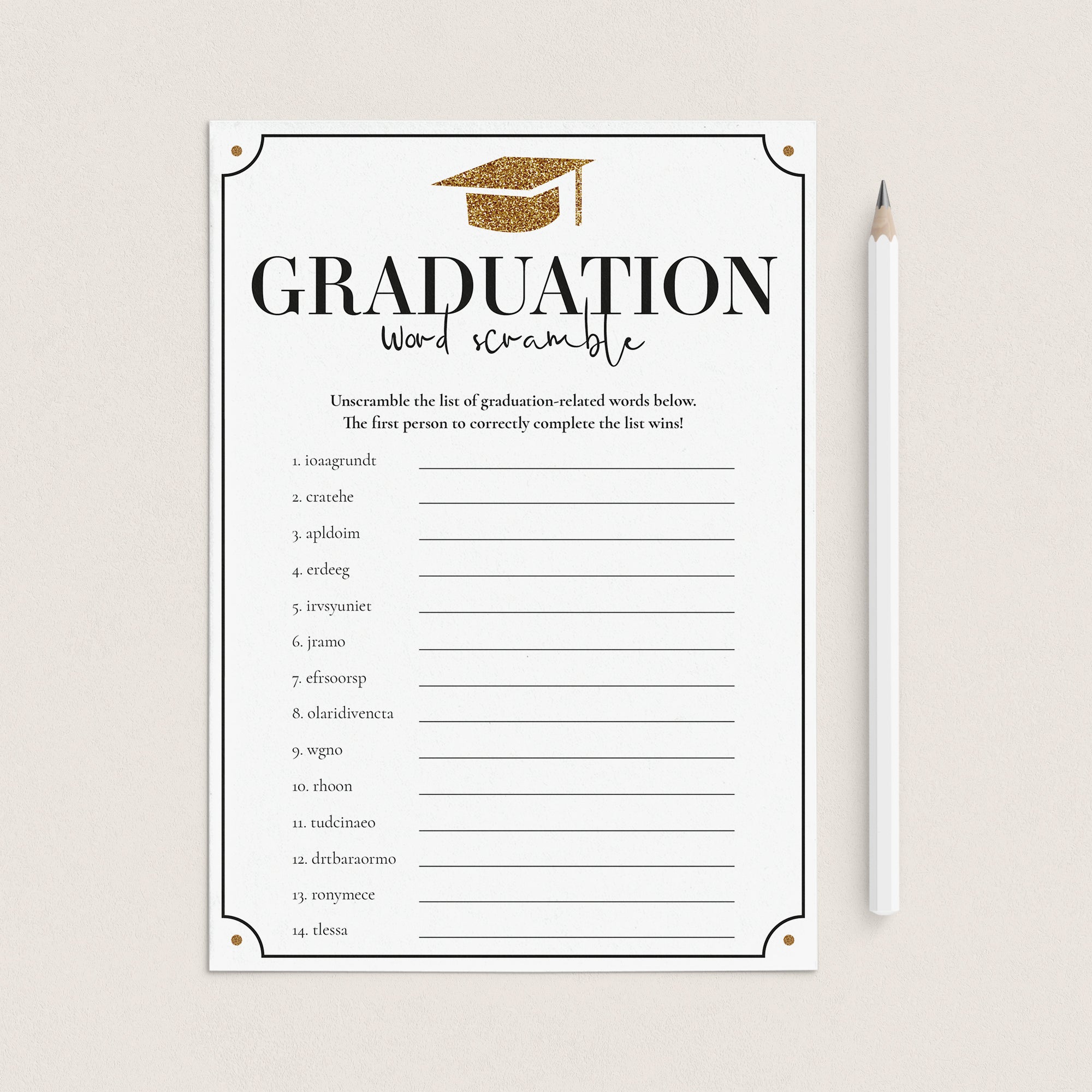 Word Scramble Graduation Party Game Printable by LittleSizzle